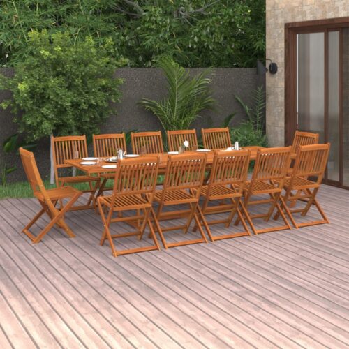 13-Piece Garden Dining Set 280x90x75cm Solid Wood Acacia - Image 2