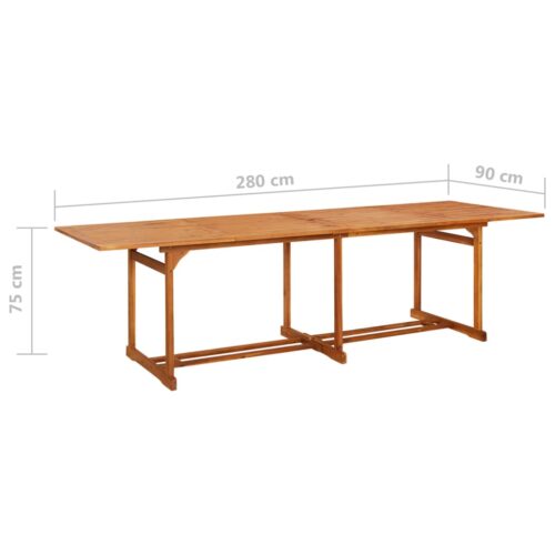 13-Piece Garden Dining Set 280x90x75cm Solid Wood Acacia - Image 12