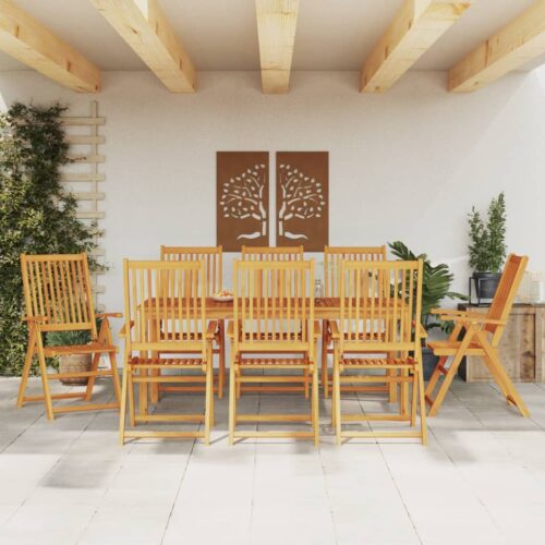 9-Piece Garden Dining Set Solid Wood Acacia - Image 2