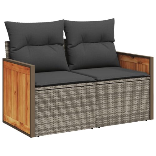11-Piece Garden Sofa Set with Cushions Outdoor Patio Lounge Furniture Grey Poly Rattan - Image 3