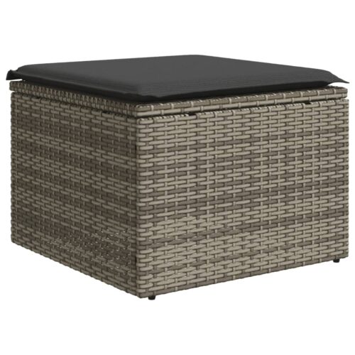 11-Piece Garden Sofa Set with Cushions Outdoor Patio Lounge Furniture Grey Poly Rattan - Image 6