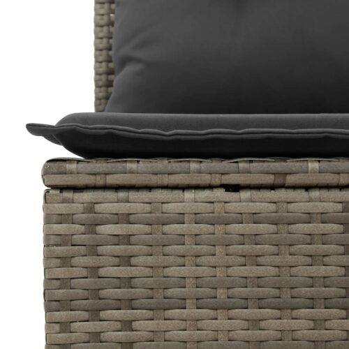 11-Piece Garden Sofa Set with Cushions Outdoor Patio Lounge Furniture Grey Poly Rattan - Image 7