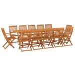 13-Piece Garden Dining Set 280x90x75cm Solid Wood Acacia