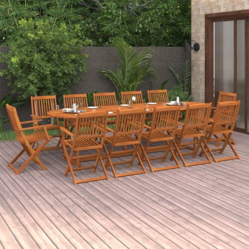 13-Piece Garden Dining Set 280x90x75cm Solid Wood Acacia - Image 2