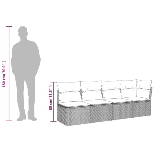 11-Piece Garden Sofa Set with Cushions Outdoor Patio Lounge Furniture Grey Poly Rattan - Image 11