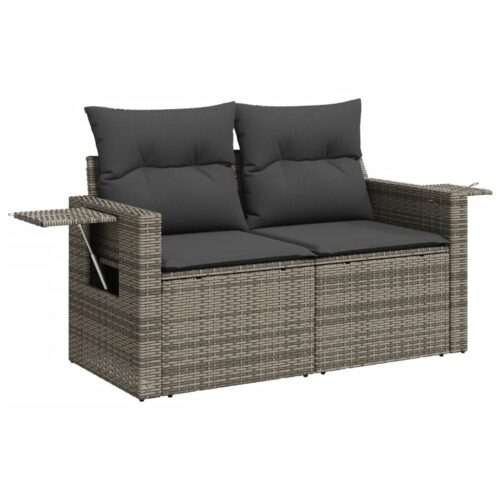 11-Piece Garden Sofa Set with Cushions Outdoor Patio Lounge Furniture Grey Poly Rattan - Image 4