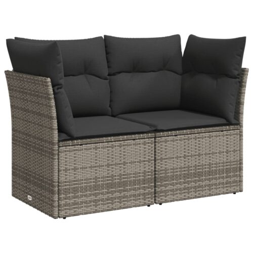 11-Piece Garden Sofa Set with Cushions Outdoor Patio Lounge Furniture Grey Poly Rattan - Image 4