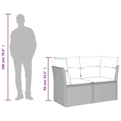 11-Piece Garden Sofa Set with Cushions Outdoor Patio Lounge Furniture Grey Poly Rattan - Image 11