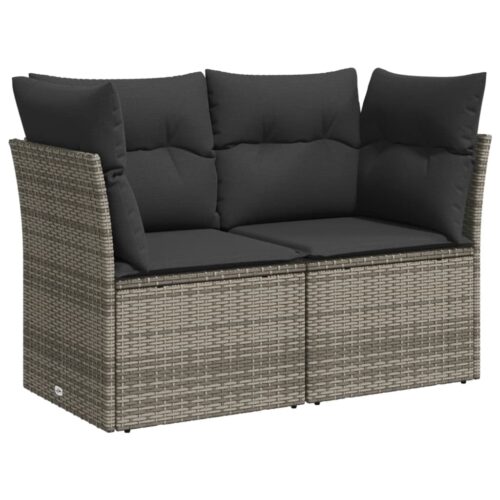 11-Piece Garden Sofa Set with Cushions Outdoor Patio Lounge Furniture Grey Poly Rattan - Image 4