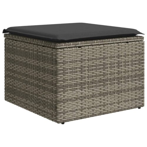 12-Piece Garden Sofa Set with Cushions Outdoor Patio Lounge Furniture Grey Poly Rattan - Image 6