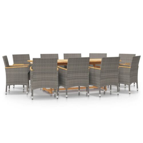 11-Piece Garden Dining Set with Cushions Outdoor Patio Lounge Furniture Grey