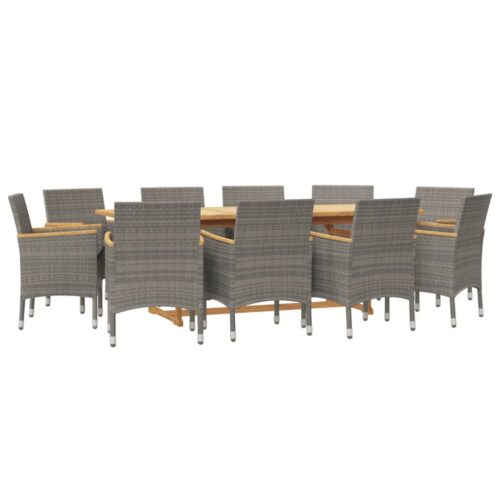 11-Piece Garden Dining Set with Cushions Outdoor Patio Lounge Furniture Grey - Image 3