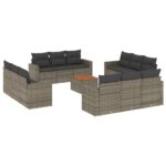 13-Piece Garden Sofa Set with Cushions Outdoor Patio Lounge Furniture Grey Poly Rattan