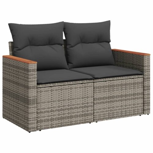 13-Piece Garden Sofa Set with Cushions Outdoor Patio Lounge Furniture Grey Poly Rattan - Image 6