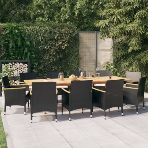 11-Piece Garden Dining Set with Cushions Outdoor Patio Lounge Furniture Black - Image 2