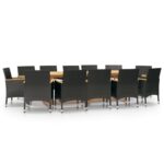 13-Piece Garden Dining Set with Cushions Outdoor Patio Lounge Furniture Black