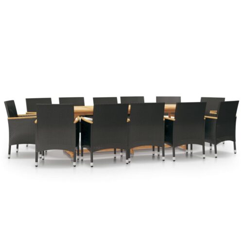 13-Piece Garden Dining Set with Cushions Outdoor Patio Lounge Furniture Black