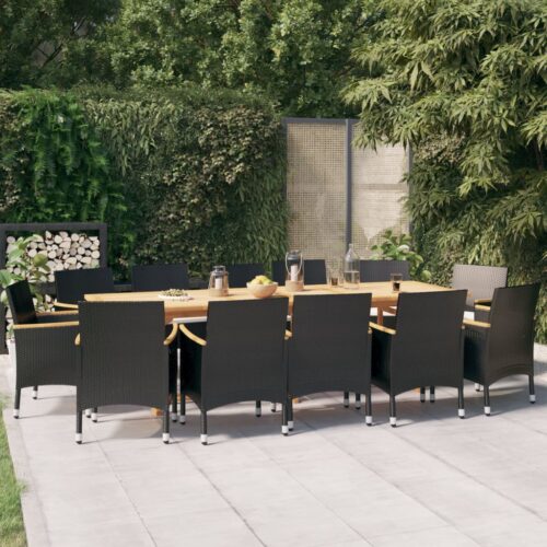 13-Piece Garden Dining Set with Cushions Outdoor Patio Lounge Furniture Black - Image 2
