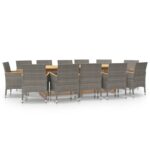 13-Piece Garden Dining Set with Cushions Outdoor Patio Lounge Furniture Grey