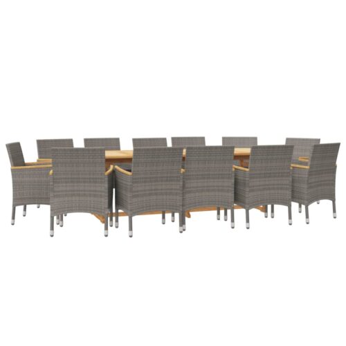 13-Piece Garden Dining Set with Cushions Outdoor Patio Lounge Furniture Grey - Image 3