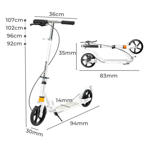 MONVELO Adult Commuter Foldable Scooter White - Image 3