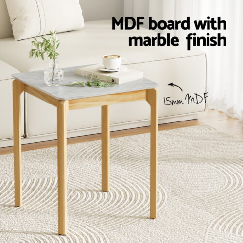 Artiss Coffee Table Marble Effect Square - Image 4