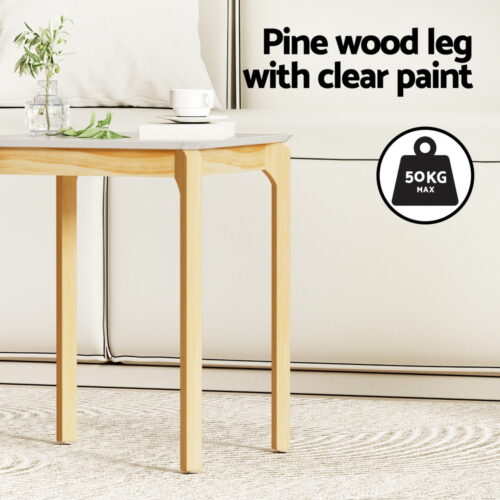 Artiss Coffee Table Marble Effect Square - Image 5