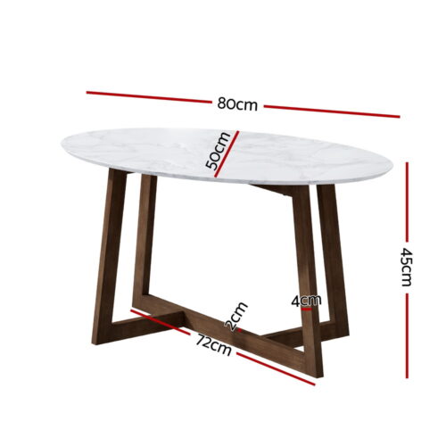 Artiss Coffee Table Oval Marble Effect - Image 2