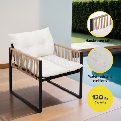 Gardeon 4 Seater Outdoor Sofa Set 4PCS Table Chair Set Garden Patio Furniture - Image 5