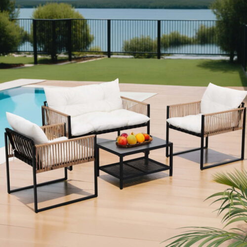 Gardeon 4 Seater Outdoor Sofa Set 4PCS Table Chair Set Garden Patio Furniture - Image 7
