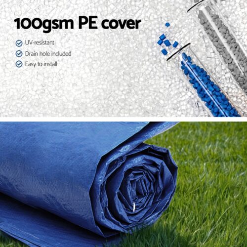 Aqua Buddy Pool Cover Fit 3.66m Round Above-ground Swimming Pool Blanket Blue - Image 6