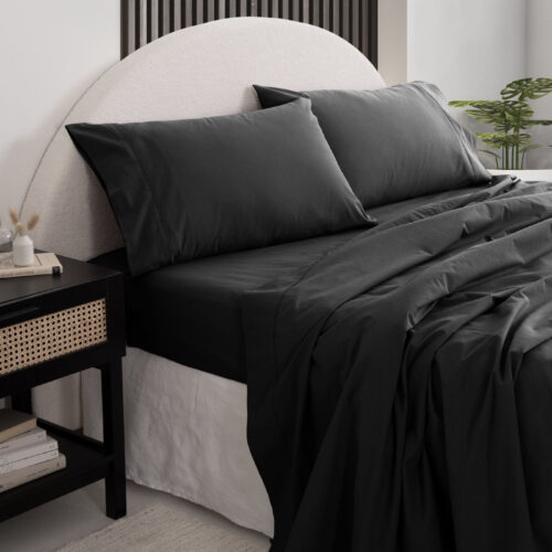 Royal Comfort Vintage Washed 100 % Cotton Sheet Set Single Charcoal
