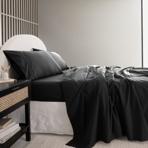 Royal Comfort Vintage Washed 100 % Cotton Sheet Set Single Charcoal - Image 3