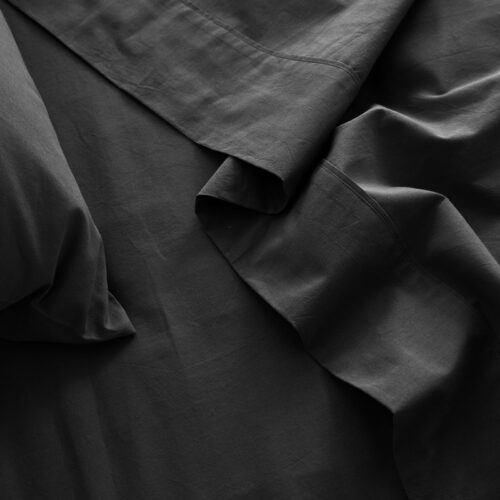 Royal Comfort Vintage Washed 100 % Cotton Sheet Set Single Charcoal - Image 5