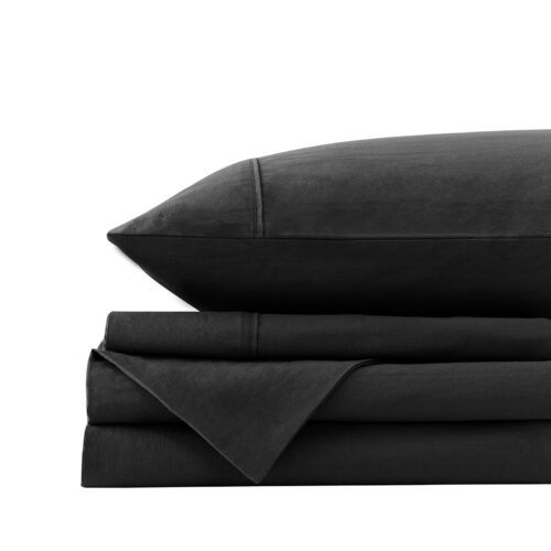 Royal Comfort Vintage Washed 100 % Cotton Sheet Set Single Charcoal - Image 6