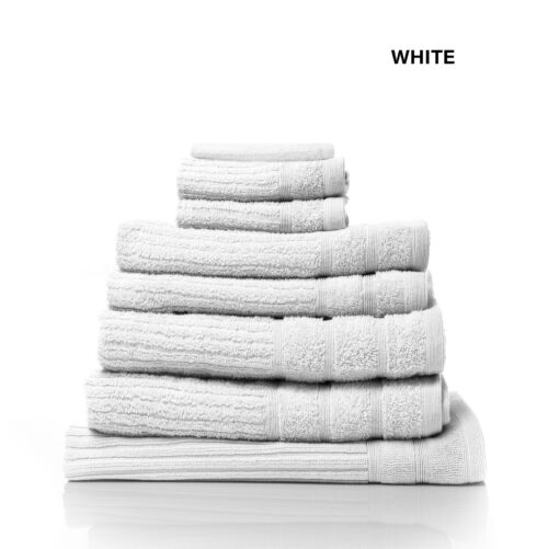 Royal Comfort Eden Egyptian Cotton 600GSM 8-Piece Towels Set Bath Pack White - Image 5