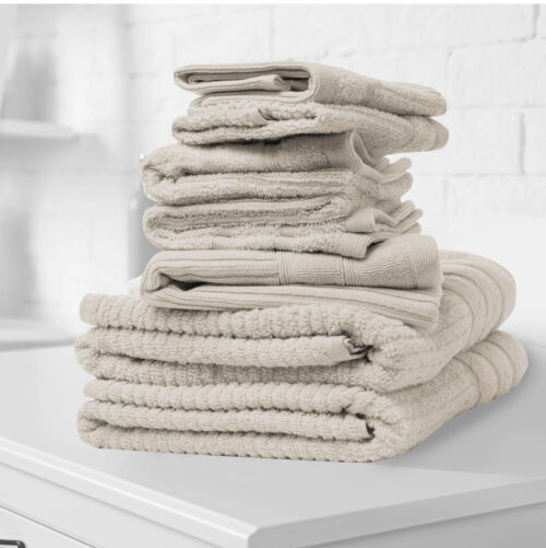 Royal Comfort Eden Egyptian Cotton 600GSM 8-Piece Towels Set Bath Pack Beige - Image 2