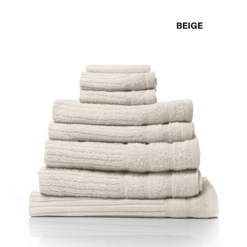 Royal Comfort Eden Egyptian Cotton 600GSM 8-Piece Towels Set Bath Pack Beige - Image 5