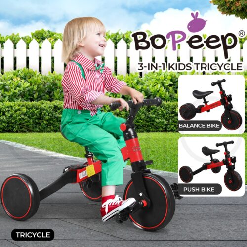 Bopeep Kids Tricycle Toddler Balance Bike 3 in1 Ride on Toys Toddler Push Trike