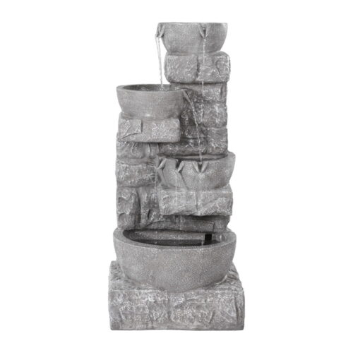 Gardeon Solar Fountain Water Feature Outdoor LED Lights Gray - Image 3