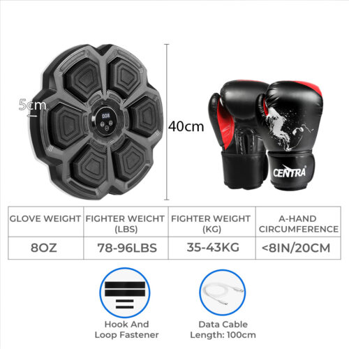 Centra Electronic Punching Box Music Machine Bluetooth with Boxing Gloves Black - Image 3