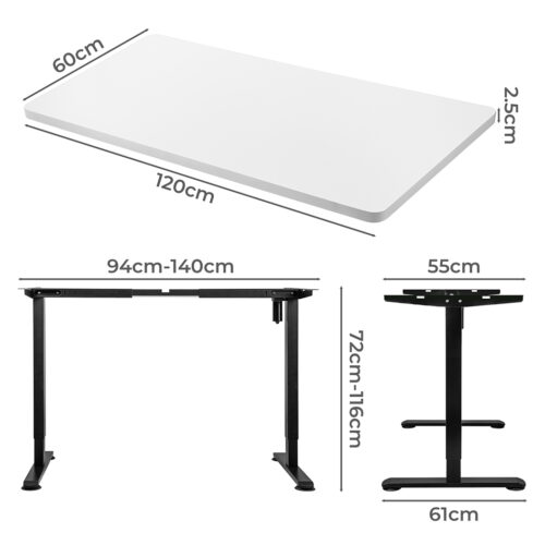 Levede Motorised Standing Desk Height 120cm White 800x 1.5MM - Image 3