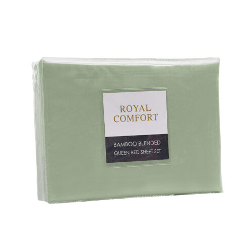 Royal Comfort Blended Bamboo Sheet Set Sage Green Queen - Image 3