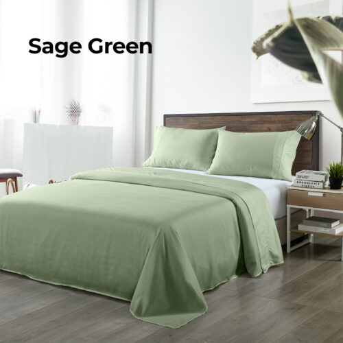 Royal Comfort Blended Bamboo Sheet Set Sage Green Queen - Image 5