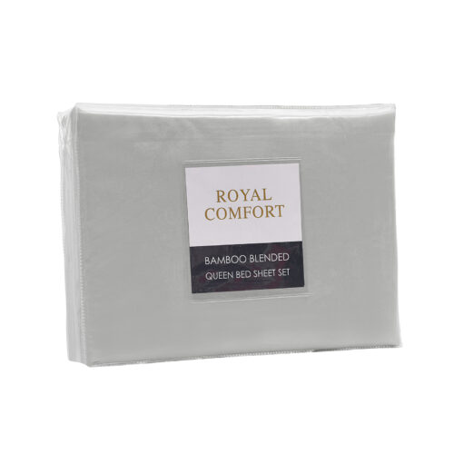 Royal Comfort Blended Bamboo Sheet Set Light Grey Queen - Image 4