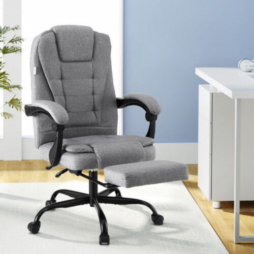 Artiss Office Chair Executive Fabric Seat Racing Computer Desk Chairs Footrest - Image 7