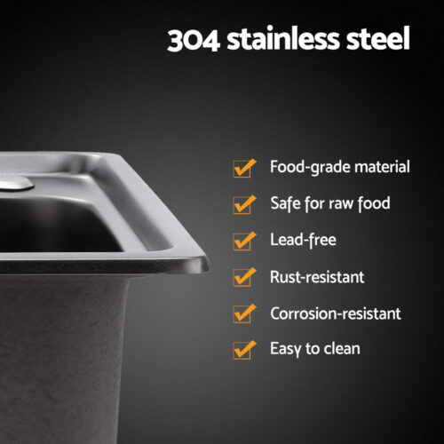 Cefito Kitchen Sink 61X43CM Stainless Steel Basin Single Bowl Black Drain Basket - Image 4