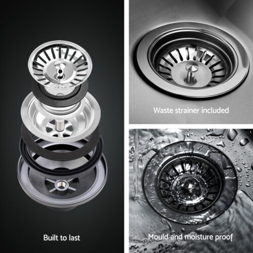 Cefito Kitchen Sink 61X43CM Stainless Steel Basin Single Bowl Black Drain Basket - Image 5
