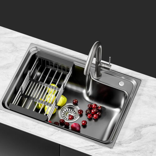 Cefito Kitchen Sink 61X43CM Stainless Steel Basin Single Bowl Black Drain Basket - Image 7