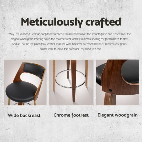 Artiss 4x Bar Stools Swivel Leather Chair 65cm - Image 4